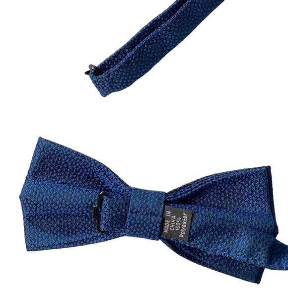 Pronto Uomo Formal Tie Set Pre-Tied Adjustable Blue and Black Paisley - Picture 9 of 11